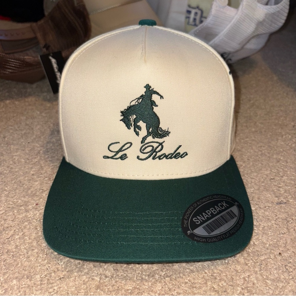 Caleigh Hardy x KenzKustomz Green and Cream Snapback Hat